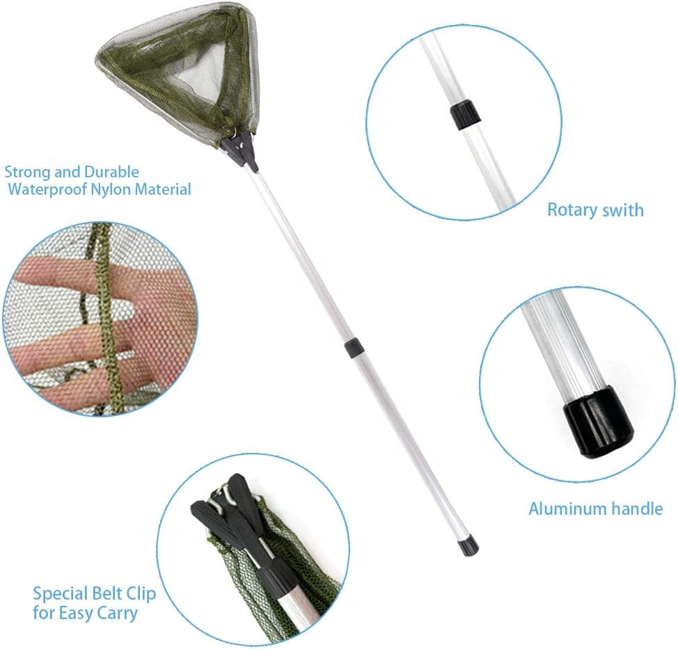 Children's Aluminum Collapsible Telescopic Fishing Net with Nylon Mesh - Ideal for Lakes and Outdoor Play