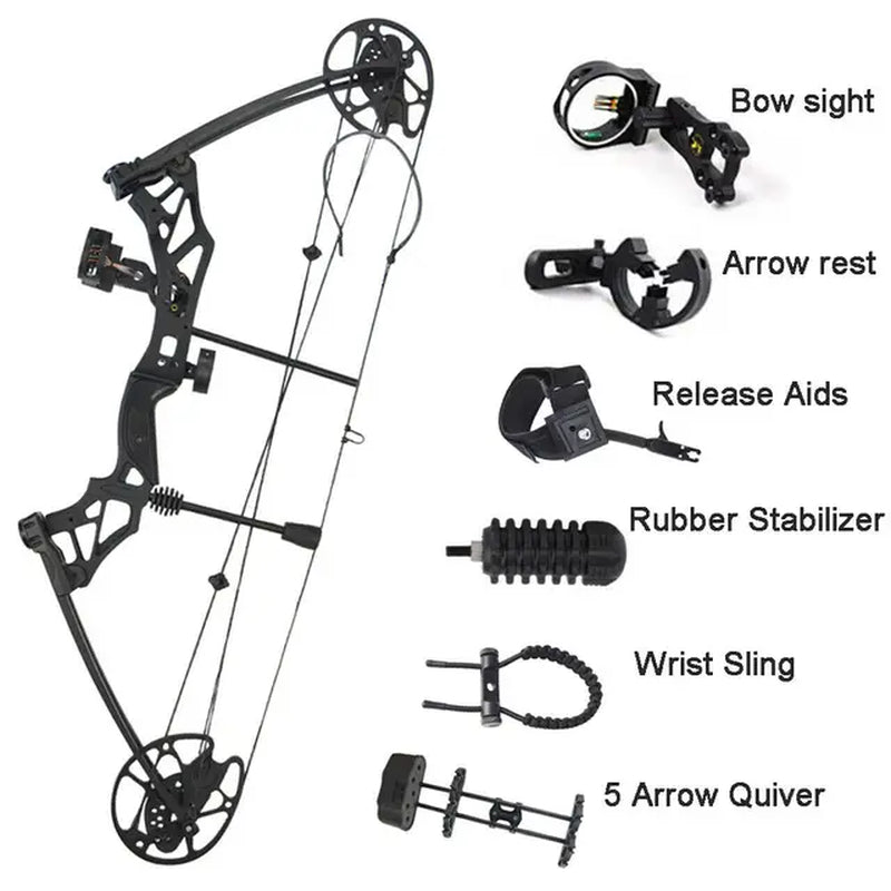 Archery Compound Bow Set with 30-70 lbs Draw Weight, IBO 320 FPS Speed, for Fishing, Shooting, Hunting, and Sports, 16-31 Inch Draw Length