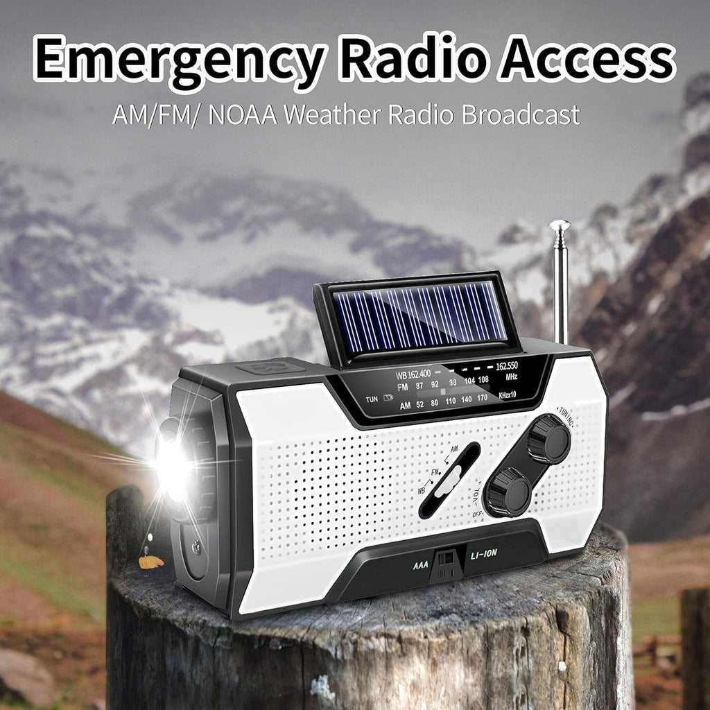 Emergency Solar Hand Crank AM/FM/NOAA Weather Radio with LED Flashlight and Power Bank Charger