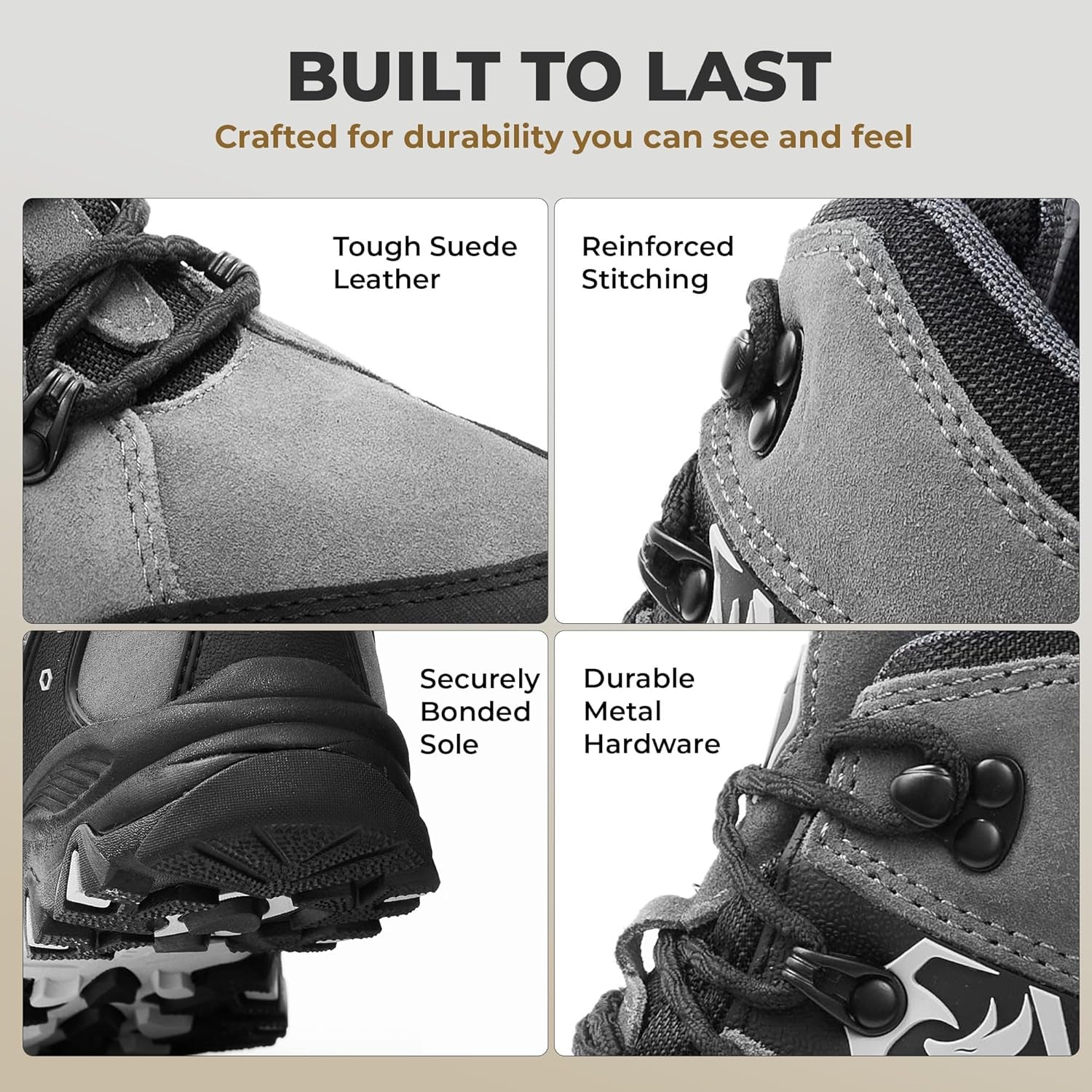 Foxelli Men’S Hiking Boots – Waterproof Breathable & Lightweight Suede Leather Hiking Boots for Men