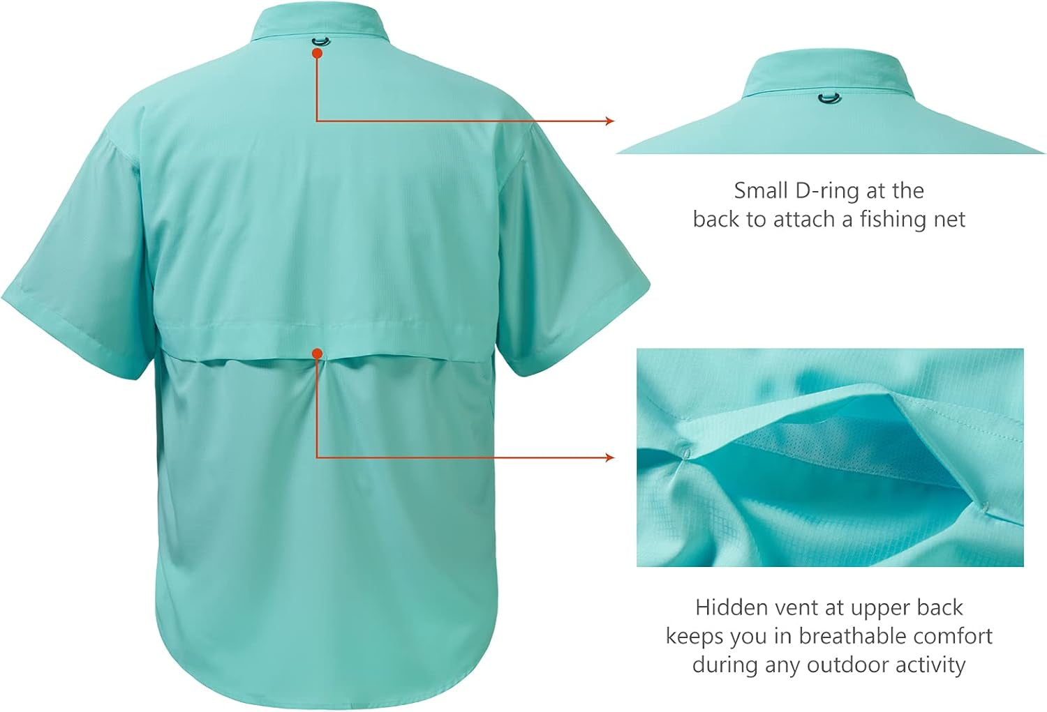 Men's UPF 50 Fishing Dress Shirt with Button Down Woven Short Sleeve - Outdoor Wear