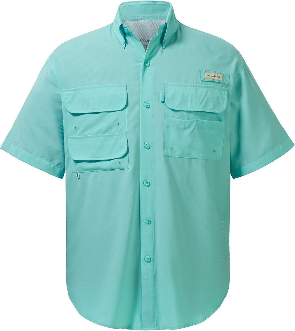 Men's UPF 50 Fishing Dress Shirt with Button Down Woven Short Sleeve - Outdoor Wear
