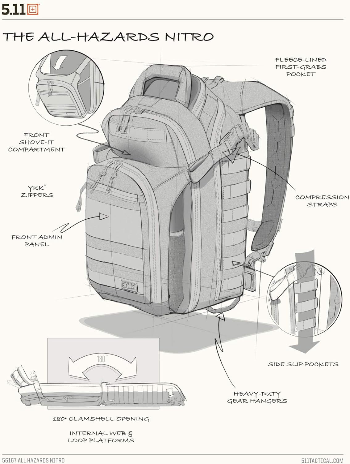 All Hazards Nitro Tactical Backpack - 21-Liter Capacity - Nylon Material - Gear Compatible - Style 56167