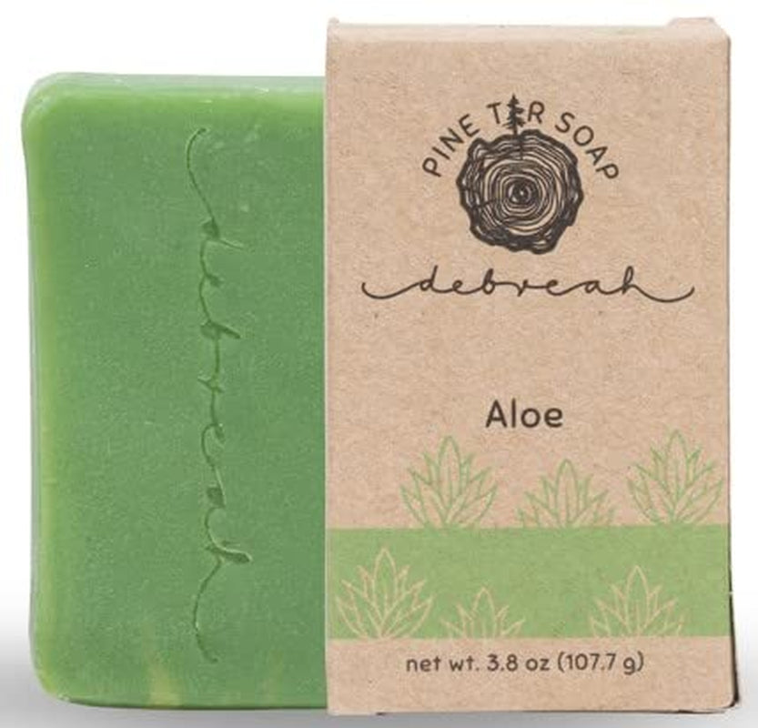 Aloe Vera Pine Tar Handmade Soap Bar - Hot Pressed, Biodegradable, Sustainable, All-Natural Body Wash - Aloe Scent, 3.8 oz