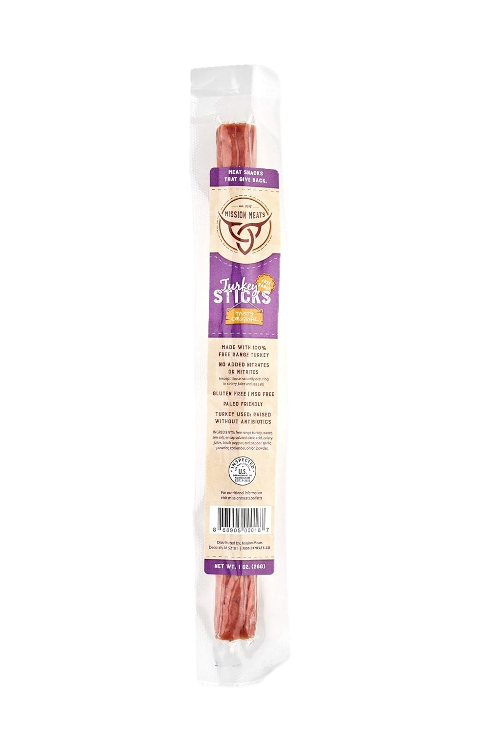 Mission Meats Free Range Turkey Sticks, Sugar Free Keto (24-pack)