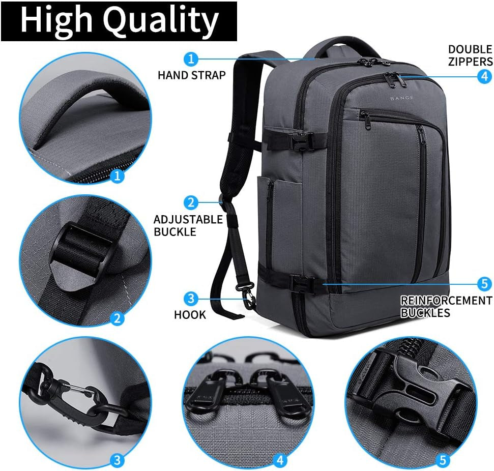 40-Liter FAA Flight Approved Travel Overnight Weekender Backpack in Grey