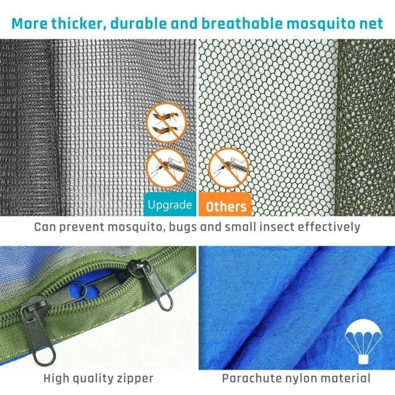 2023 Portable Camping Hammock with Mosquito Net and Pop-Up Light