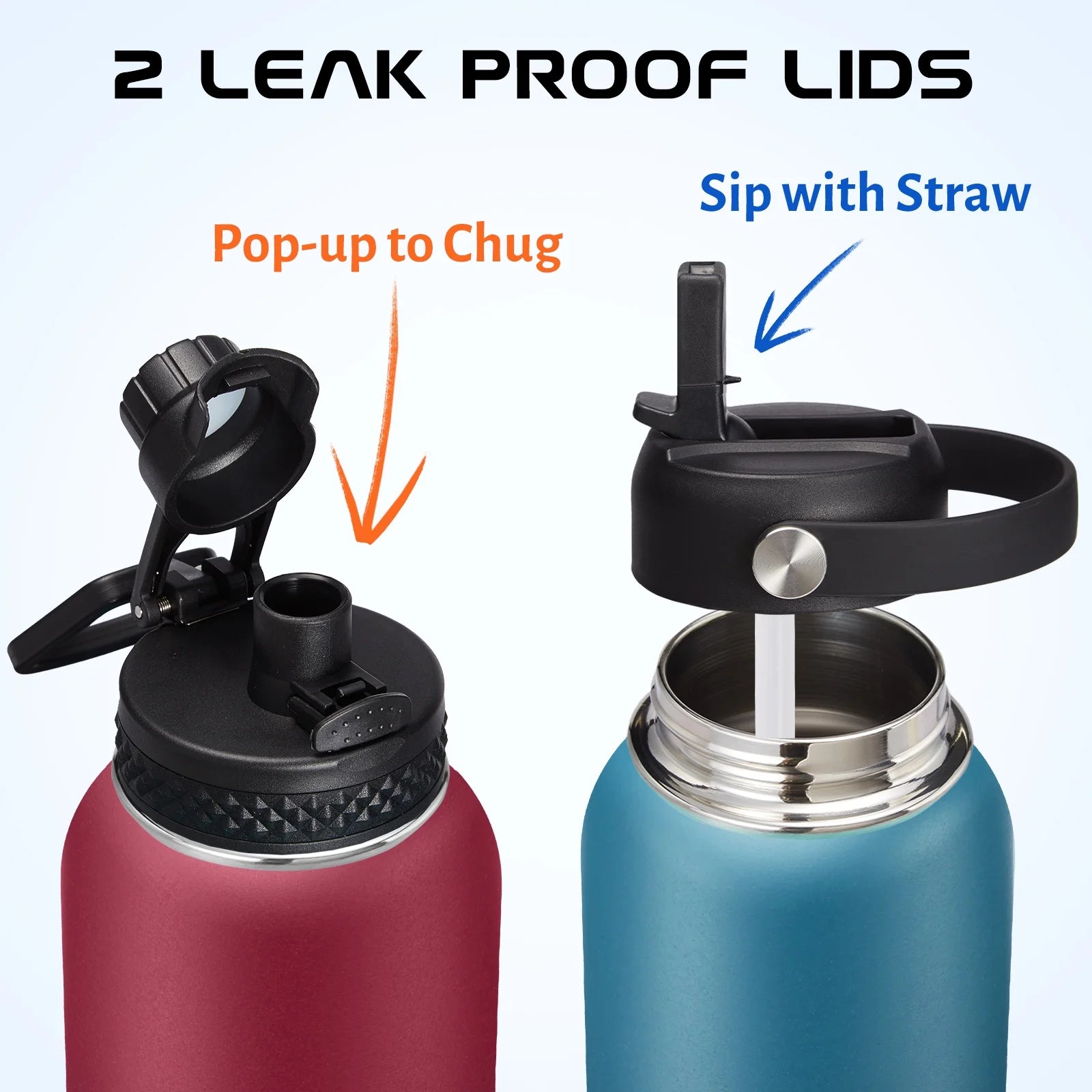 32oz Stainless Steel Insulated Water Bottle with Straw and Shoulder Carrier Bag