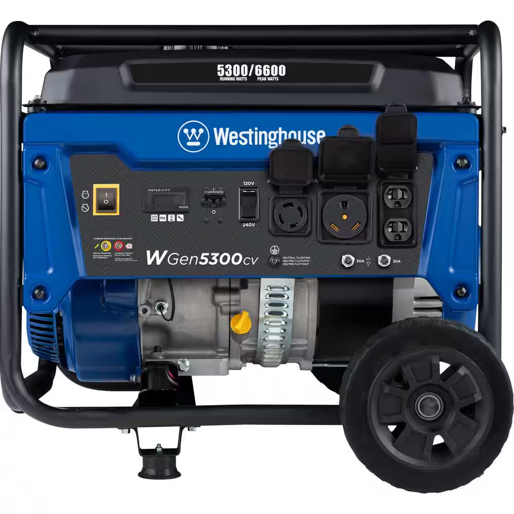 6,600/5,300-Watt Gas Powered Portable Generator with Recoil Start, 30A 120/240V Outlet