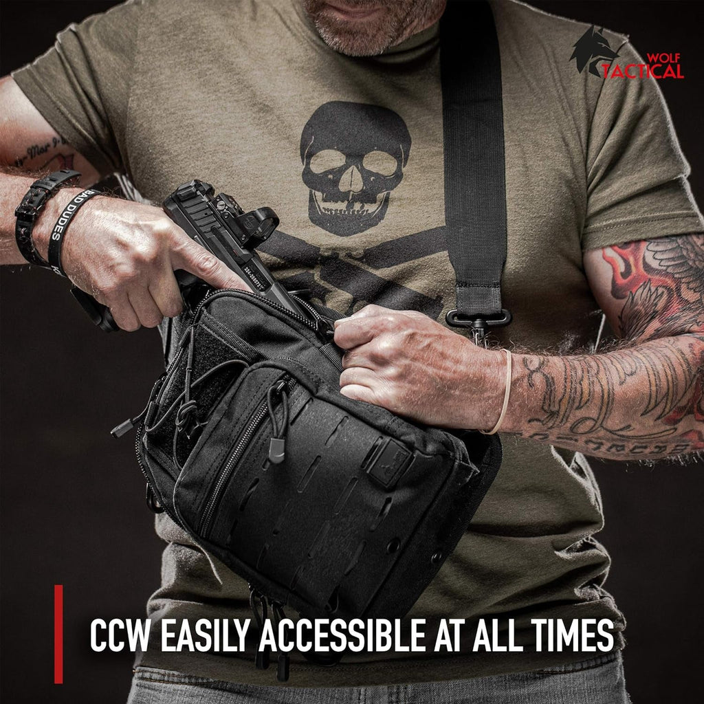 Concealed Carry Shoulder Bag for Range, Travel, Hiking, and Outdoor Sports