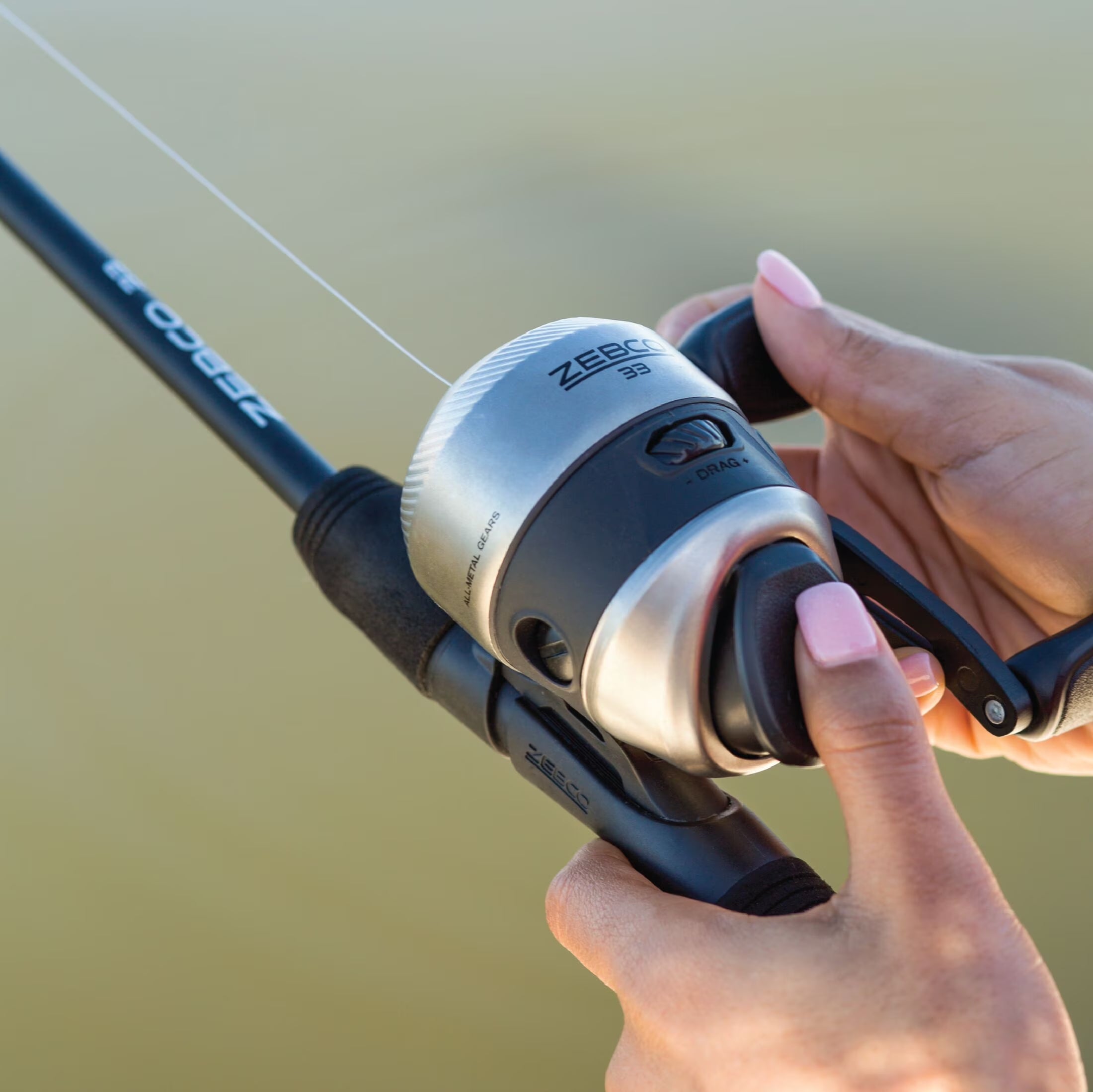 33 Spincast Reel and Fishing Rod Combo, 6-Foot 2-Piece Fiberglass Rod with EVA Handle, Quickset Anti-Reverse Fishing Reel with Bite Alert, Silver/Black
