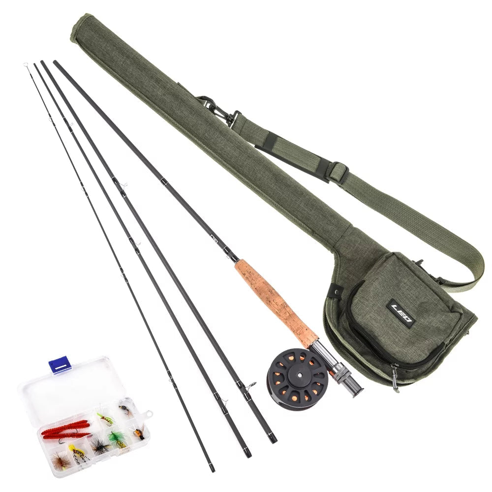 9-Foot Fly Fishing Rod and Reel Combo Set with Carry Bag, 10 Flies - Complete Starter Kit