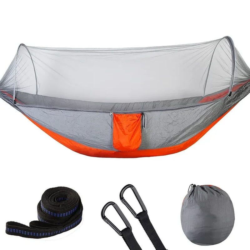 2023 Portable Camping Hammock with Mosquito Net and Pop-Up Light