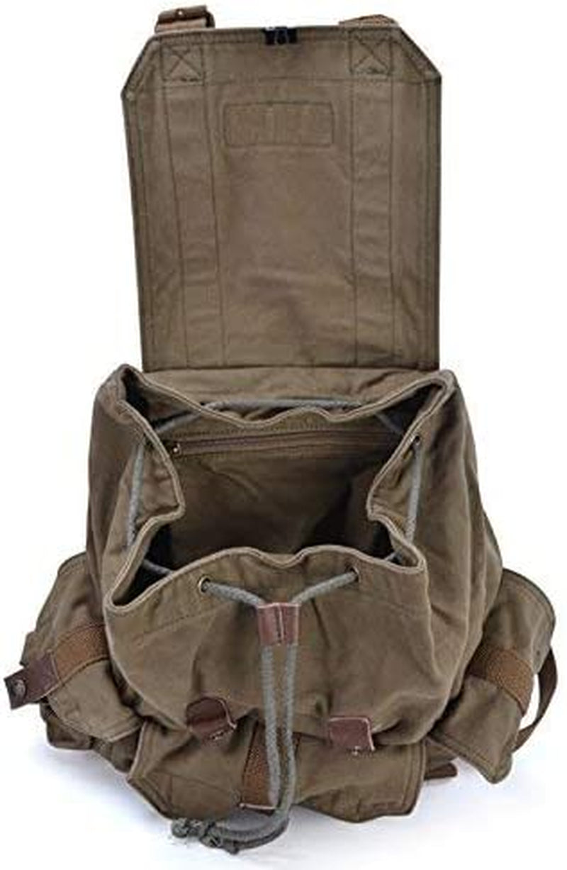 High Density Thick Canvas Backpack Rucksack in Army Green - Large