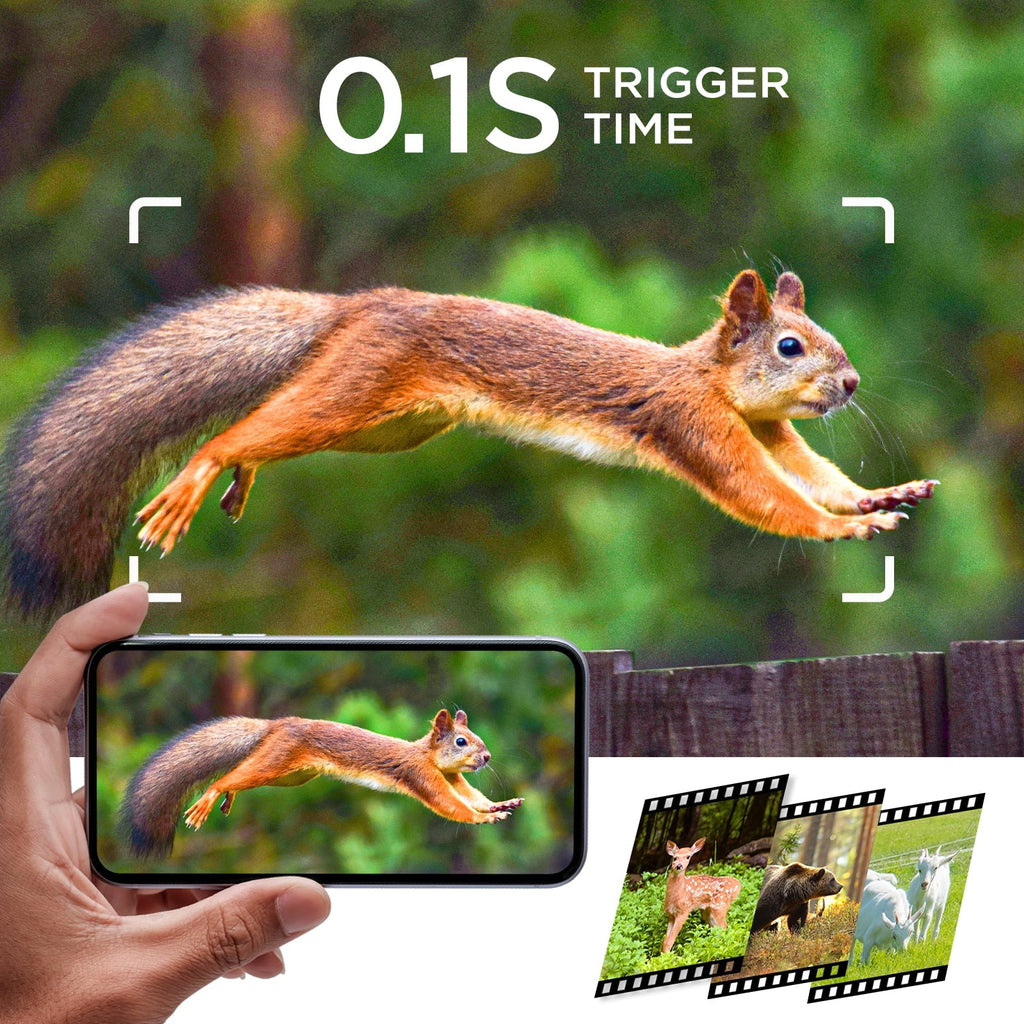 48MP 4K Solar Trail Camera with Night Vision, Motion Activation, and Waterproof Design for Hunting Game