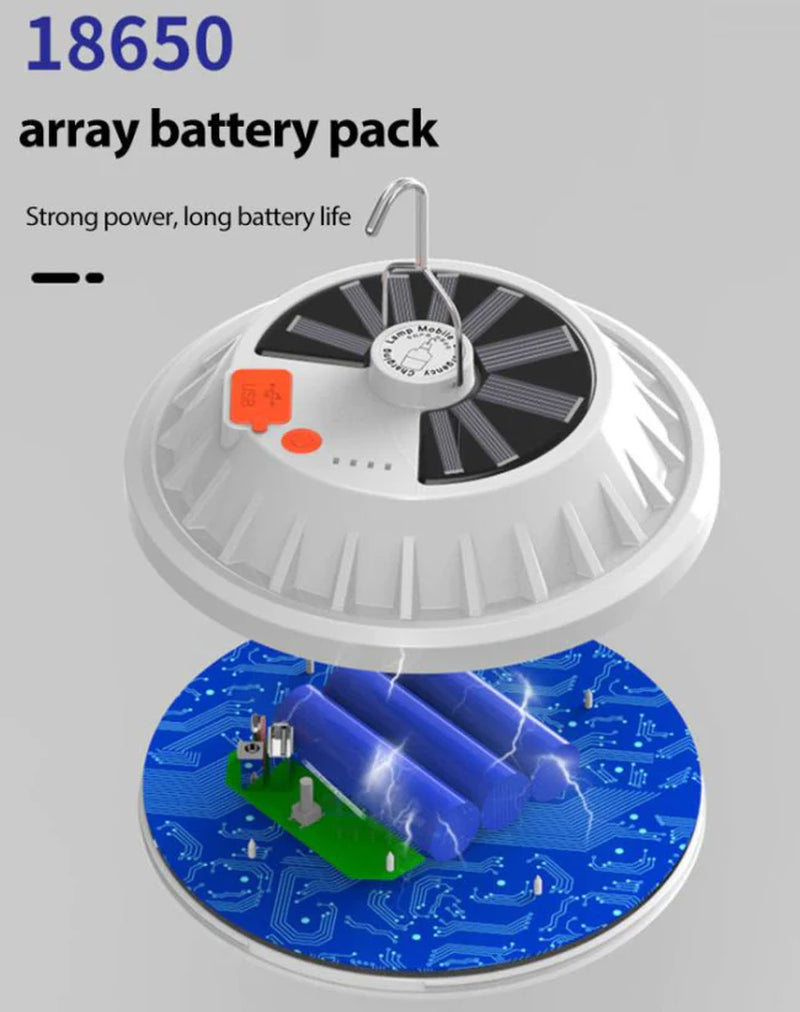 Outdoor Camping Tent Light with 60 LED, Rechargeable USB & Solar Powered - Ideal for Hiking