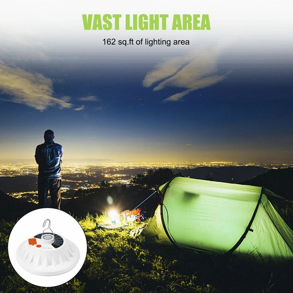 Outdoor Camping Tent Light with 60 LED, Rechargeable USB & Solar Powered - Ideal for Hiking