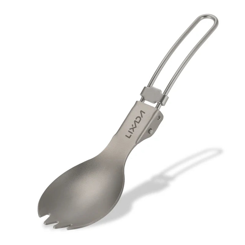 Lixada Titanium Camping Spoon Spork with Folding Handle