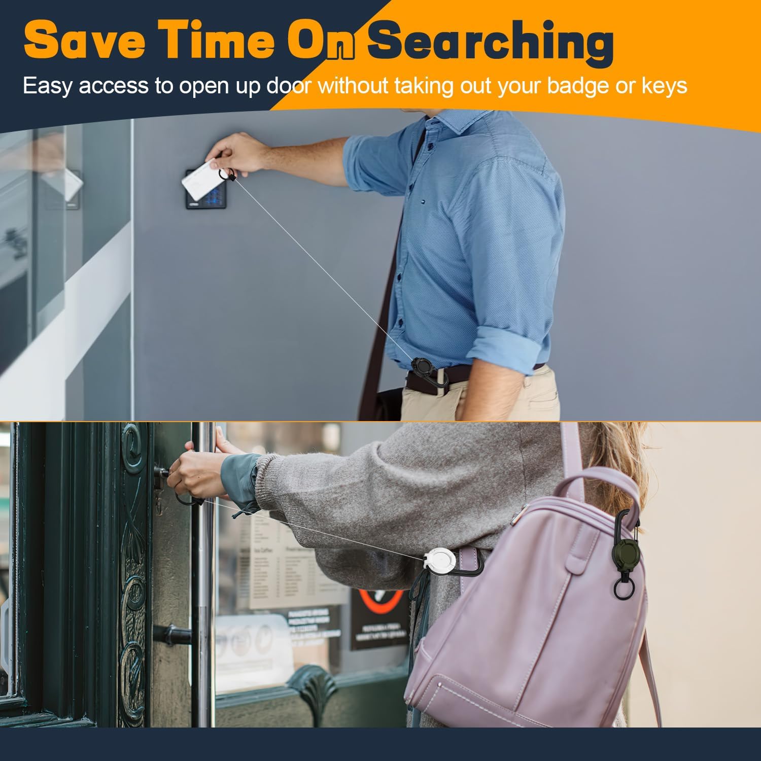 Heavy Duty Retractable Keychain - Key Holder with a Retractable Kevlar Cord