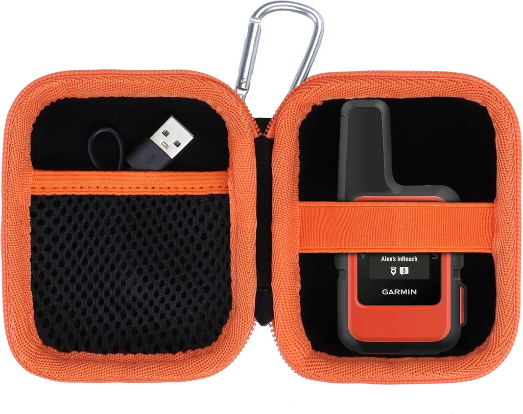 Lebakort Hard Case Compatible with Garmin Inreach Mini 2 / Inreach Mini Lightweight Compact Satellite Communicator Hiking Handheld 010-02602-00/010-02602-01/010-01879-00 (Black + Orange Case)