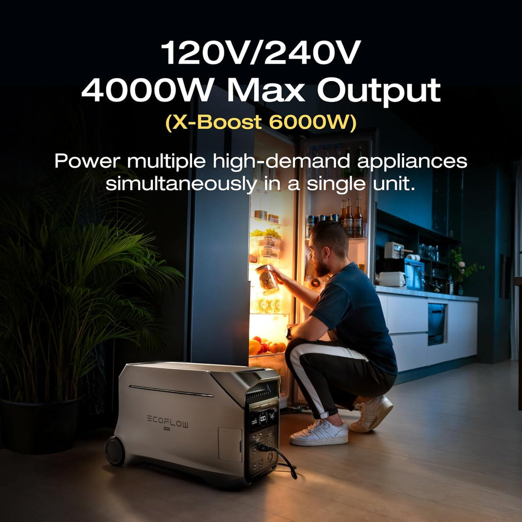 4096Wh DELTA Pro 3,4000-Watt Output, LFP Power Station, Home Backup, Camping, Push-Button Start Battery Generator