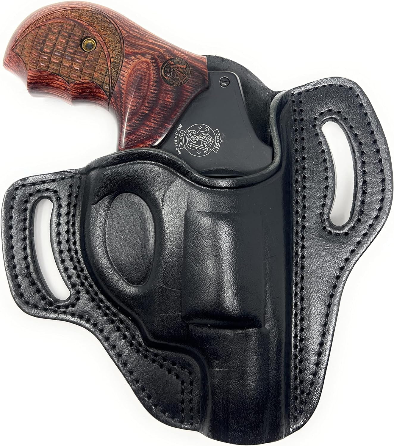 Leather OWB Holster for S&W J Frame, Ruger LCR, SP101, and Other 38 Special Snub Nose Revolvers (Up to 2.25 Barrel)