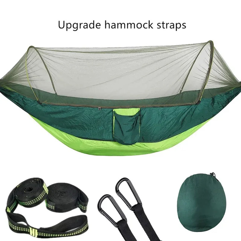 2023 Portable Camping Hammock with Mosquito Net and Pop-Up Light