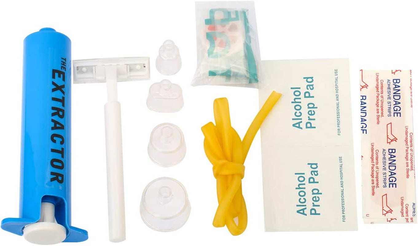 Emergency First Aid Kit with Venom Extractor Suction Pump and CPR Face Shield - Ideal for Hiking, Backpacking, and Camping