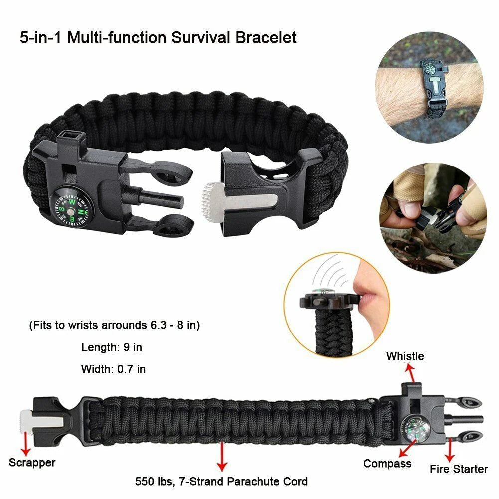 Outdoor Survival Kit - 12-in-1 Multifunction Emergency Equipment SOS and First Aid Gear Pack