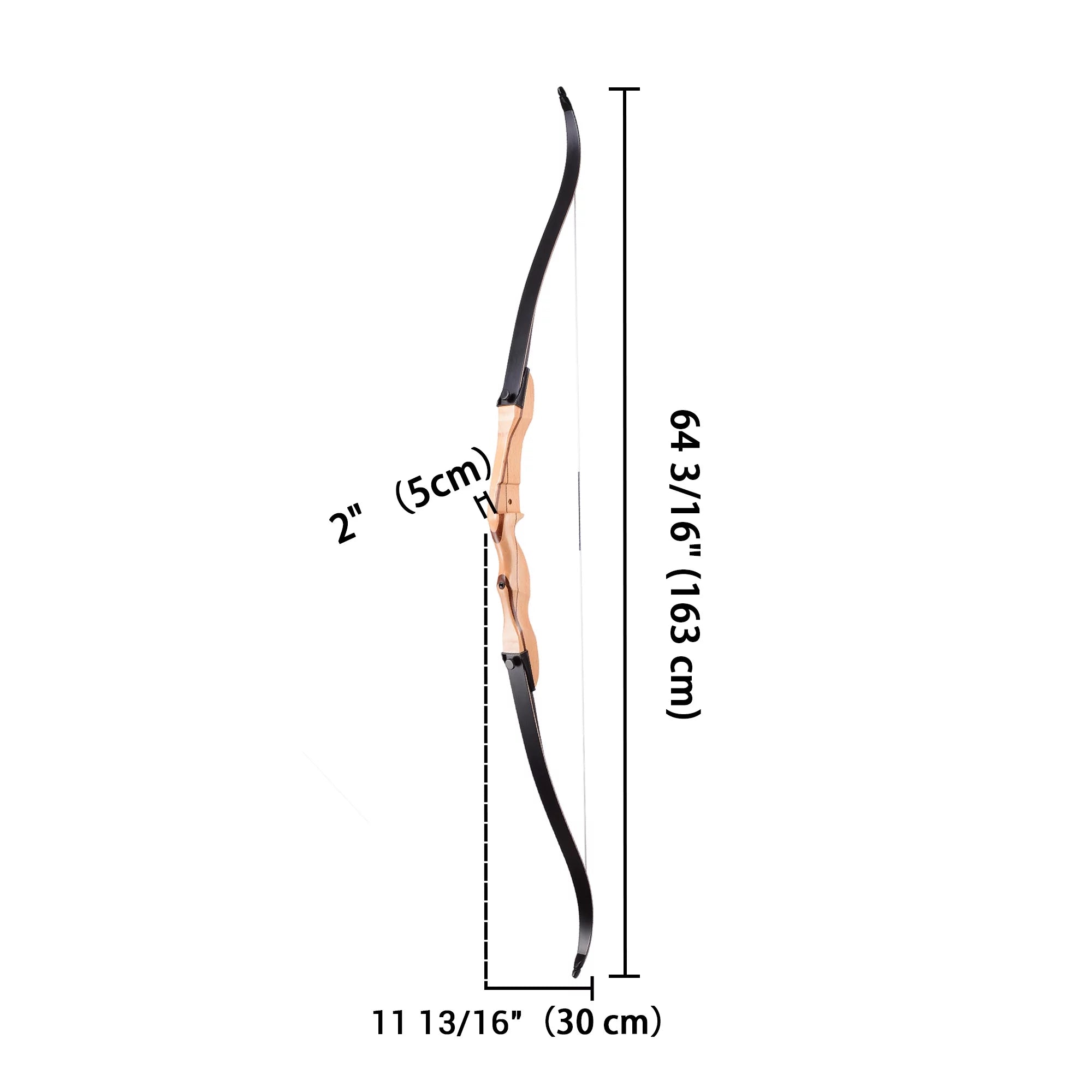 65 Hunting Takedown Recurve Bow - Right Hand, 30lbs Draw Weight - Traditional Archery Long Bow for Outdoor Use