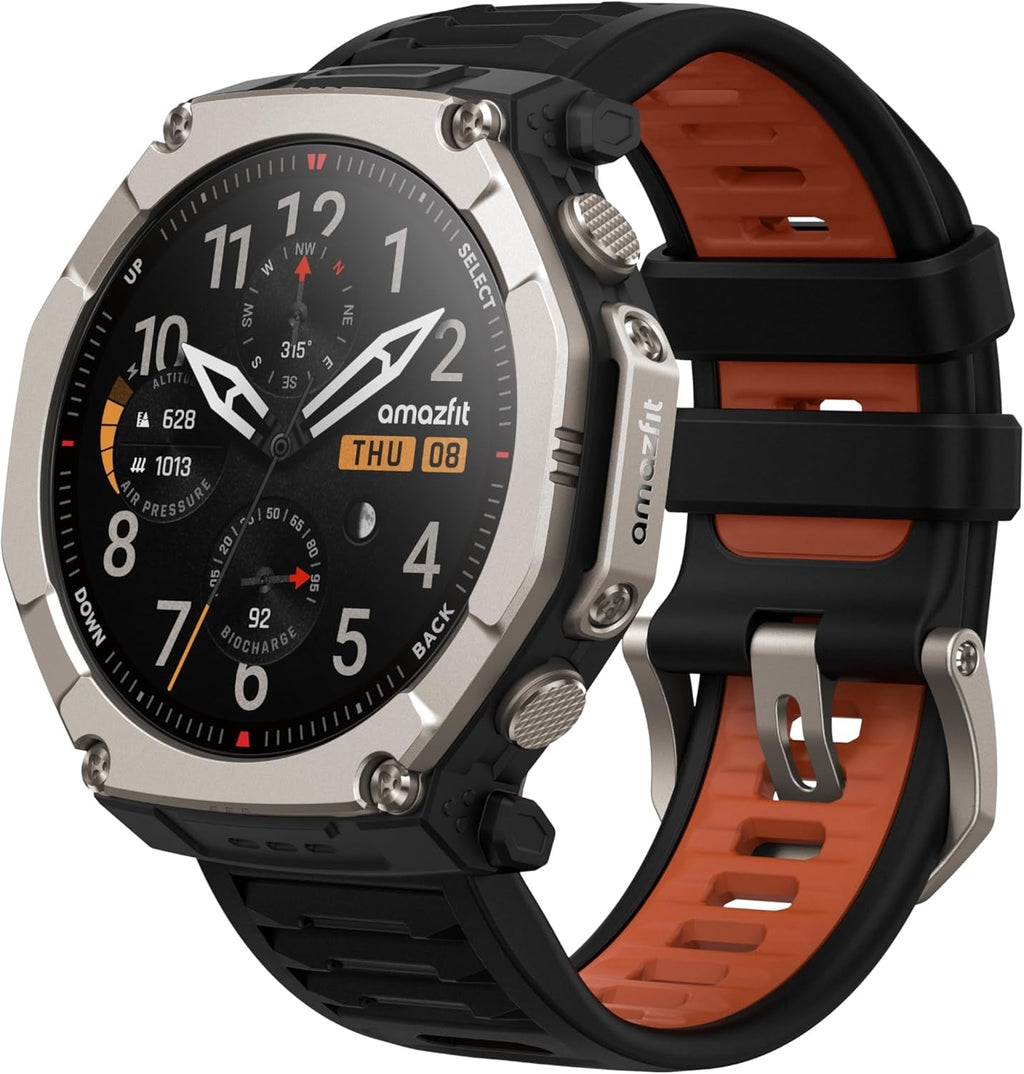 Amazfit T-Rex Ultra 2 Dual-Band GPS Outdoor Smartwatch, 51Mm Ti Body, 1.5" Sapphire AMOLED Display, Flashlight, 30 Days of Battery, Offline Maps, 10 ATM, 180+ Sports Mode for Android & Iphone, Black