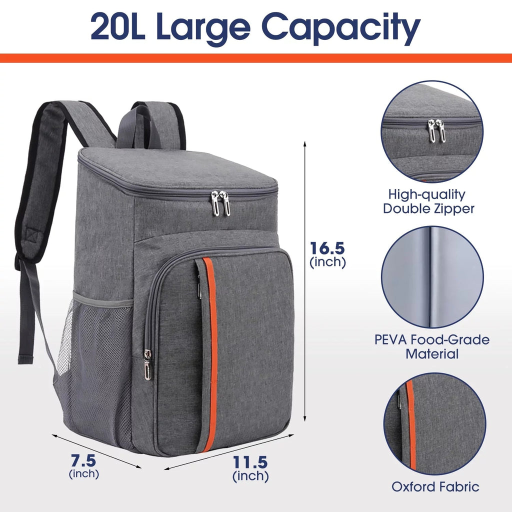 Insulated Leak Proof Waterproof Cooler Backpack - Gray