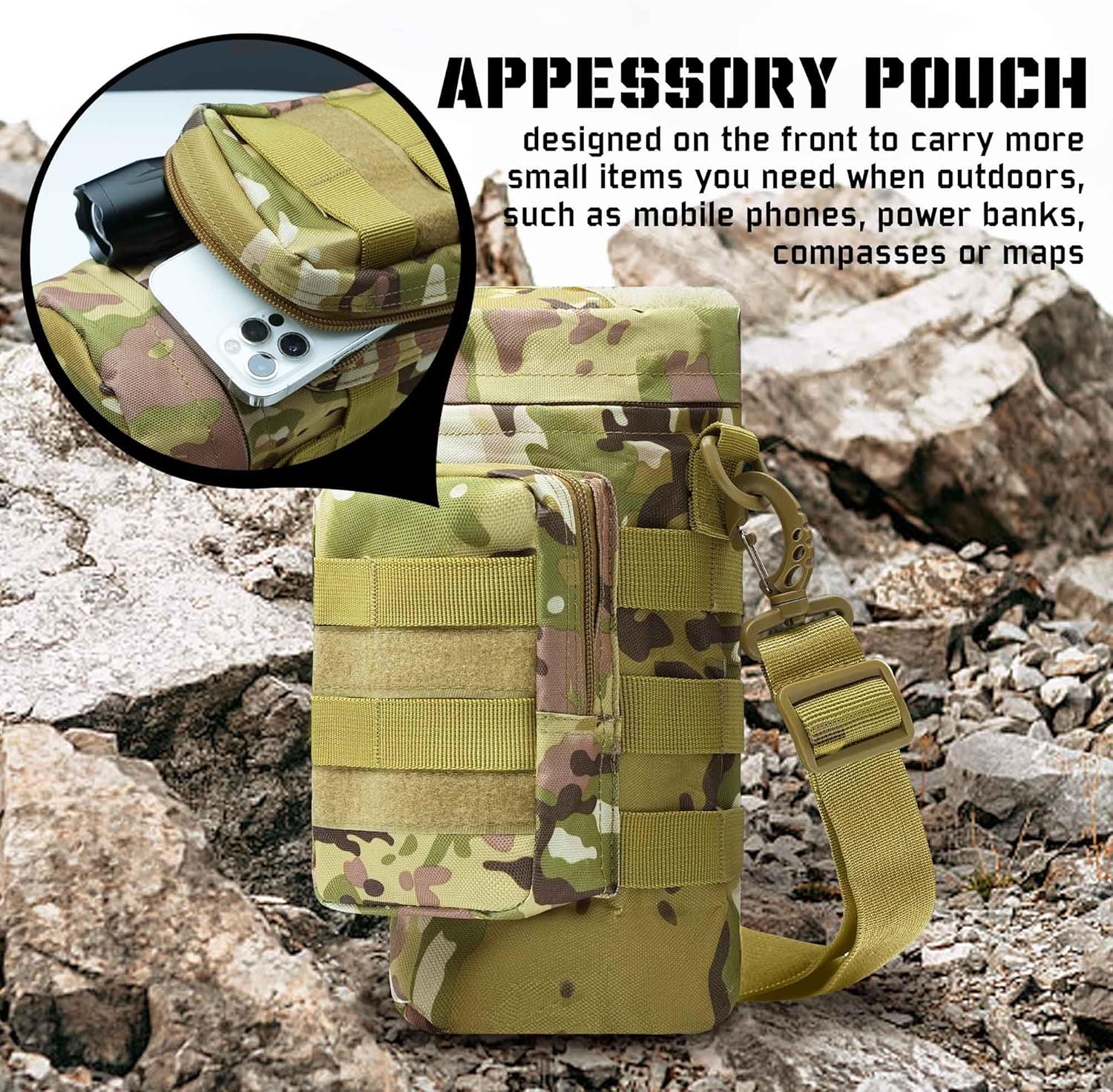 Tactical MOLLE Water Bottle Pouch – Insulated Carrier with Detachable Strap