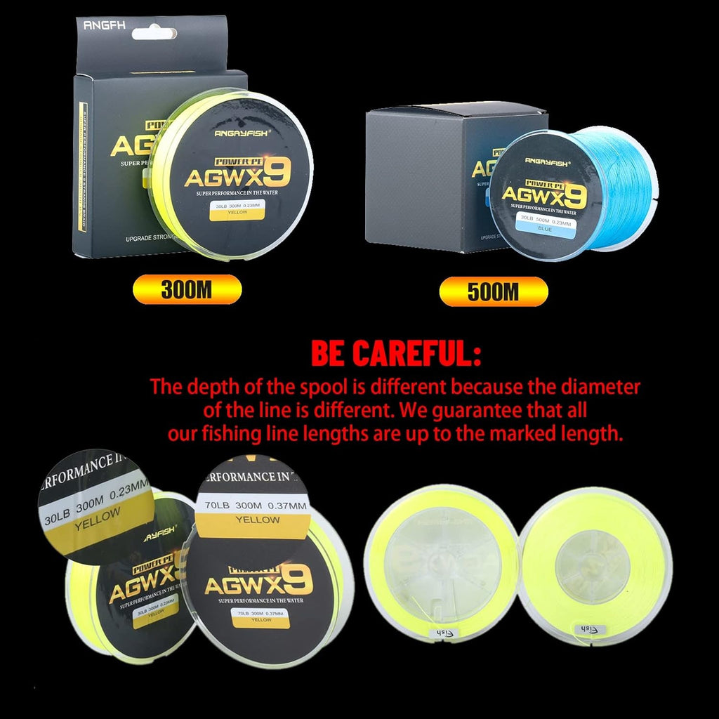 AGWX9 Braided Fishing Line - Superior Smoothness and Casting Distance - Durable with Multiple Color Options - Perfect for Fishing Enthusiasts