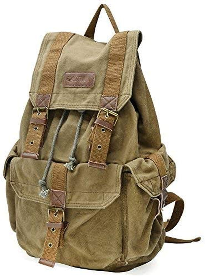 High Density Thick Canvas Backpack Rucksack in Army Green - Large