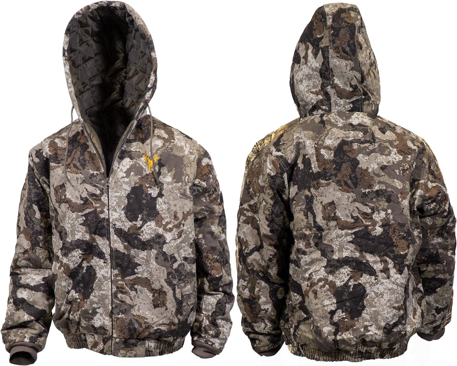 Men's Insulated Twill Camo Hunting Jacket with Cotton Shell for Cold Weather Hunting