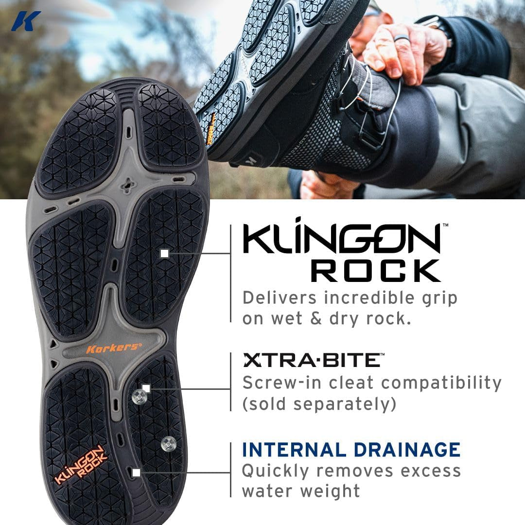 Korkers Men'S Chrome Lite Wading Boot W/Fixed Kling-On Rock Soles