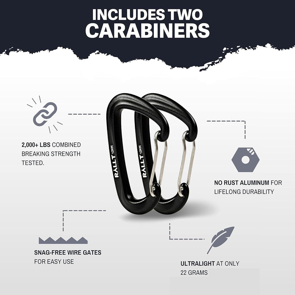 Heavy Duty 12Kn Carabiner Clip for Hiking, Hammock, and Backpacking - Lightweight Aluminum Camping Accessory