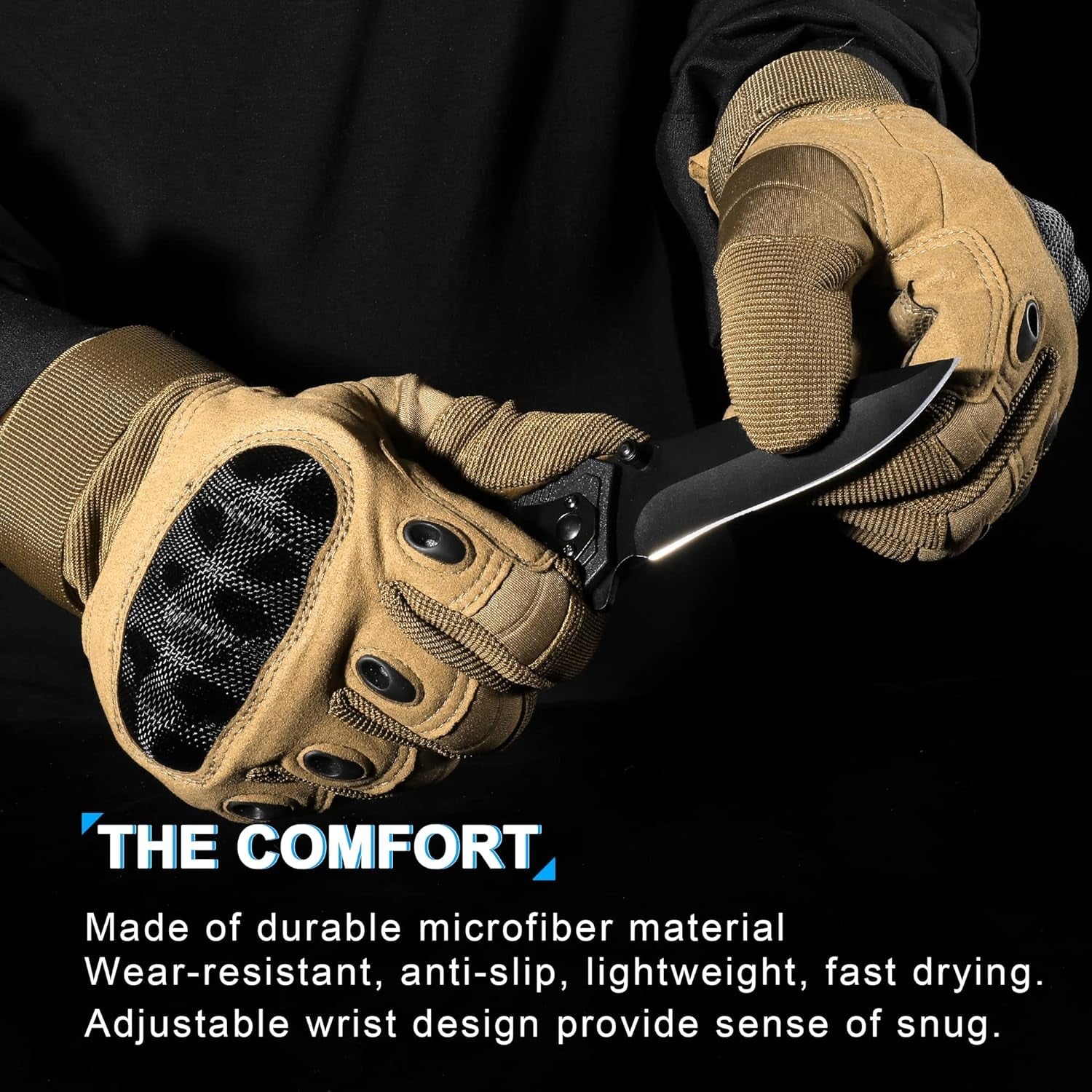 Men's Tactical Gloves with Touchscreen Capability for Airsoft, Paintball, and Motorcycle Use