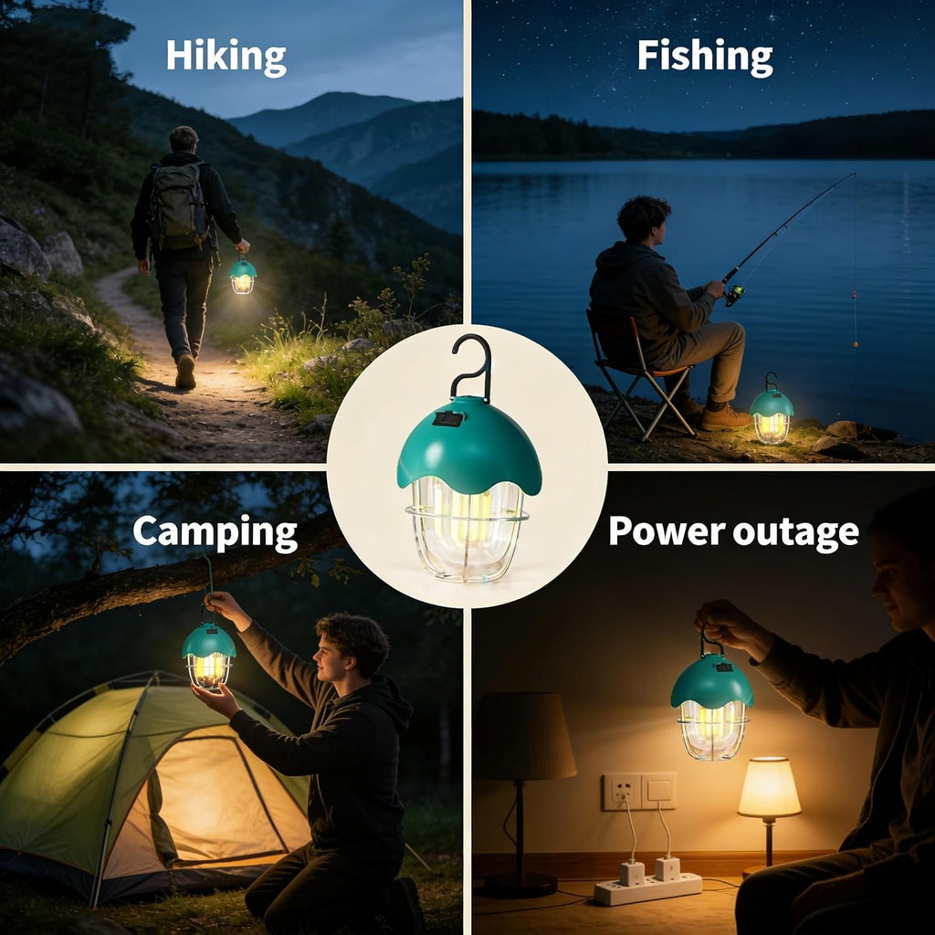Egg Shell Rechargeable Camping Lantern, 250LM Dimmable LED Camping Light with Foldable Hook, IPX4 Waterproof USB Lantern for Kids, Camping, Hiking, Home Emergency (Turquoise Blue)