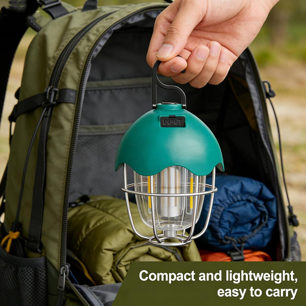 Egg Shell Rechargeable Camping Lantern, 250LM Dimmable LED Camping Light with Foldable Hook, IPX4 Waterproof USB Lantern for Kids, Camping, Hiking, Home Emergency (Turquoise Blue)