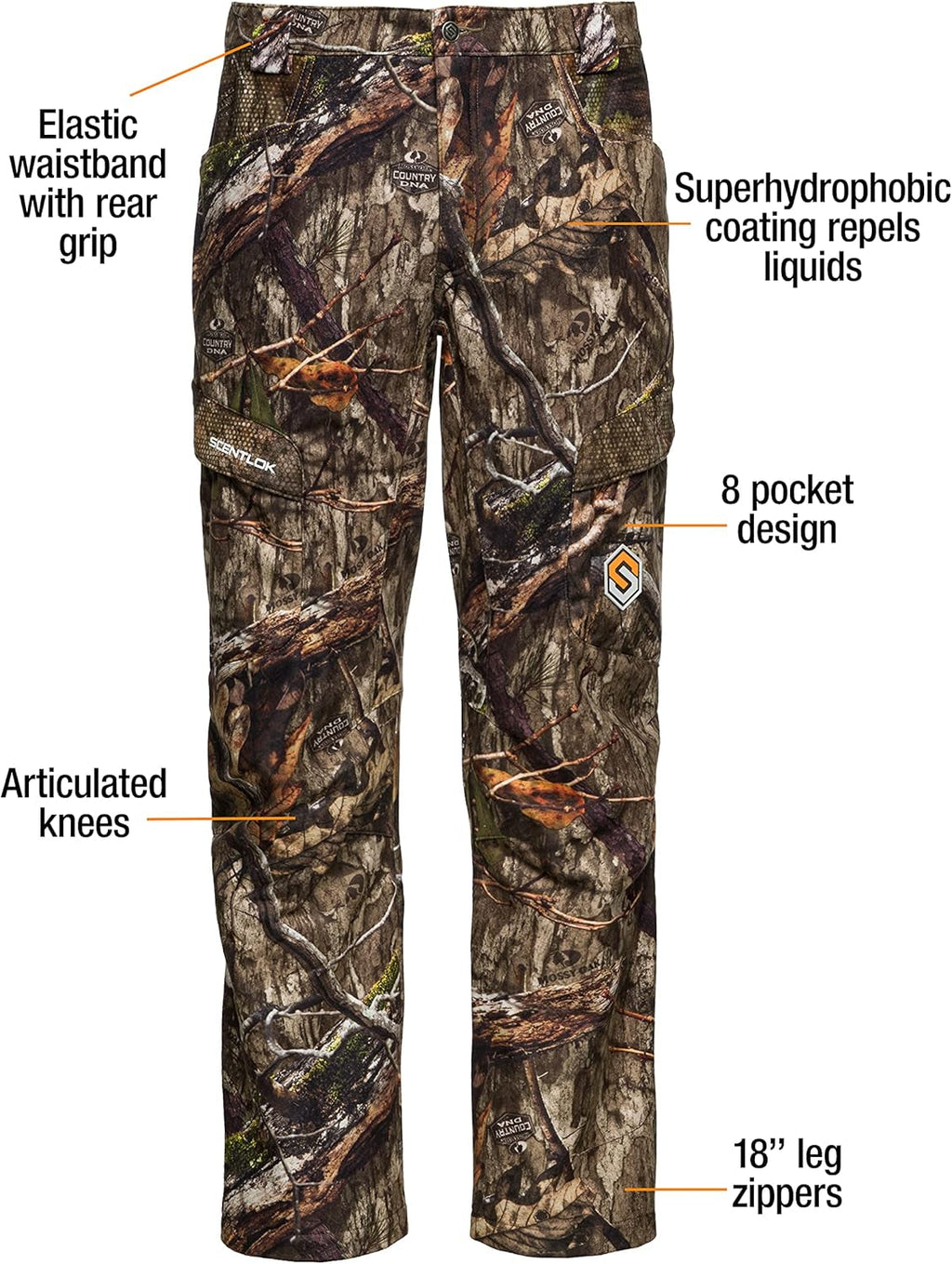 Forefront Camo Hunting Pants - Midweight Water Repellent Pants with Carbon Alloy Odor Reducing Technology