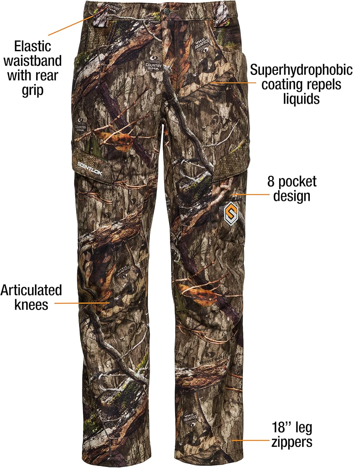 Forefront Camo Hunting Pants - Midweight Water Repellent Pants with Carbon Alloy Odor Reducing Technology