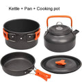 Outdoor Camping Cookware Set with Aluminum Cooking Utensils and Water Kettle - Ideal for Travelling, Hiking, Picnics, BBQs, and Outdoor Dining
