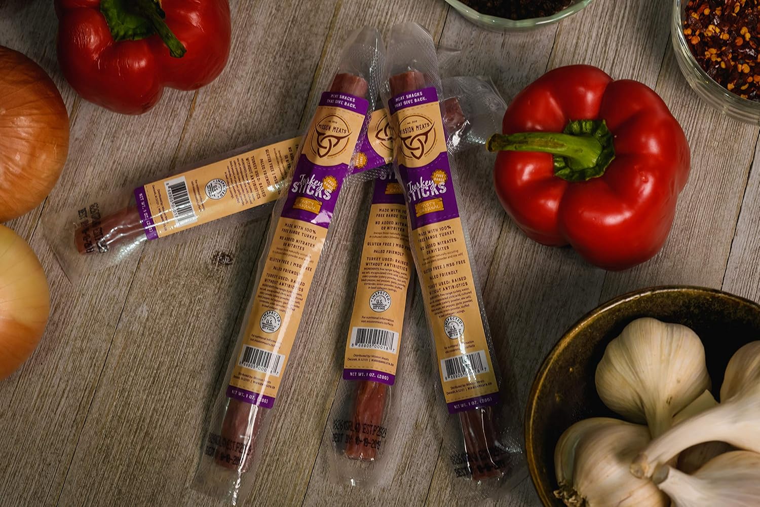 Mission Meats Free Range Turkey Sticks, Sugar Free Keto (24-pack)