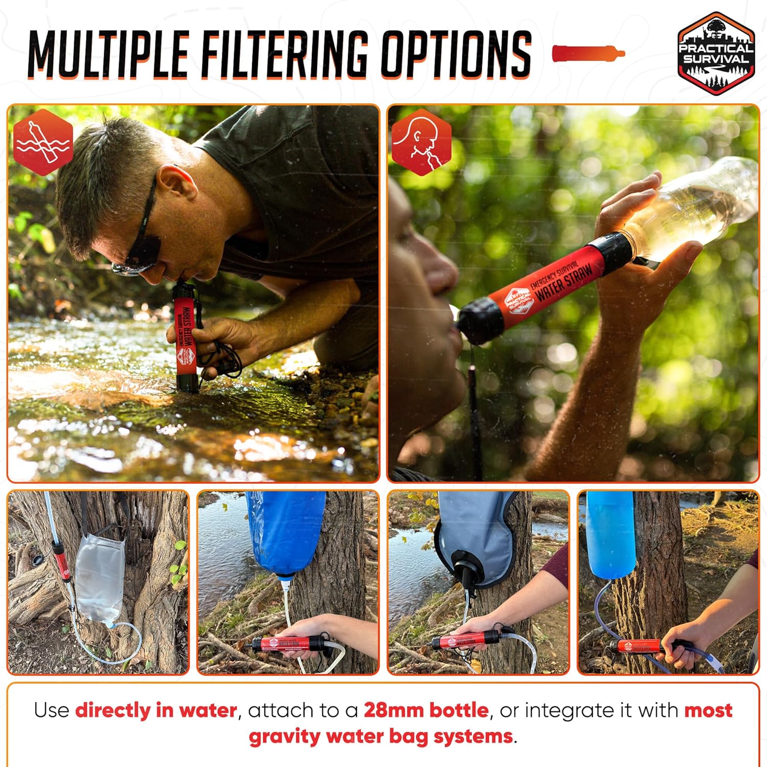 5 High-Capacity Emergency Water Straws – Lightweight, Reusable, 1800-Gallon Filters for Camping, Hiking, Travel, Biking, Survival, and Emergency Preparedness - No Expiration Date - Practical Survival