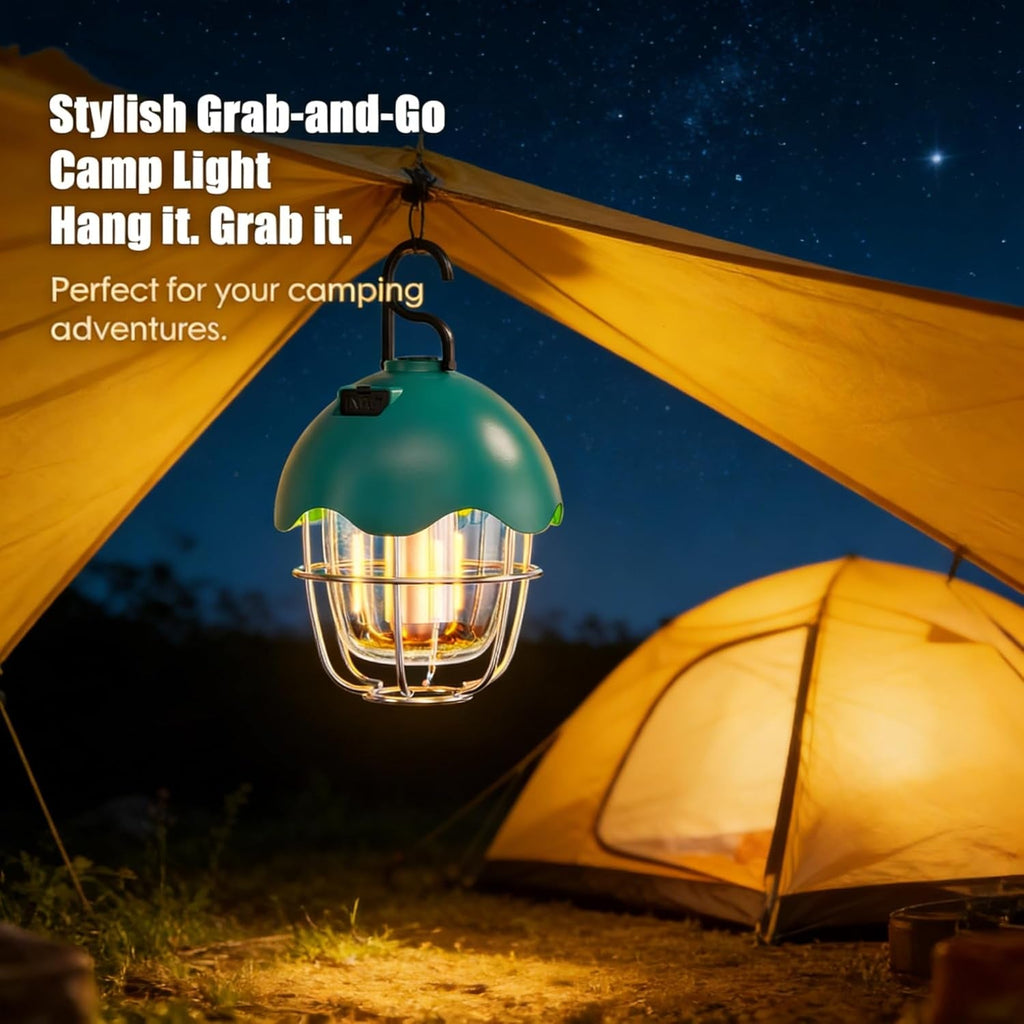 Egg Shell Rechargeable Camping Lantern, 250LM Dimmable LED Camping Light with Foldable Hook, IPX4 Waterproof USB Lantern for Kids, Camping, Hiking, Home Emergency (Turquoise Blue)