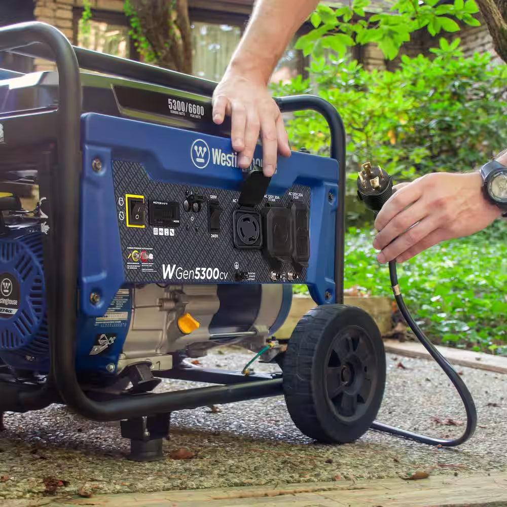 6,600/5,300-Watt Gas Powered Portable Generator with Recoil Start, 30A 120/240V Outlet