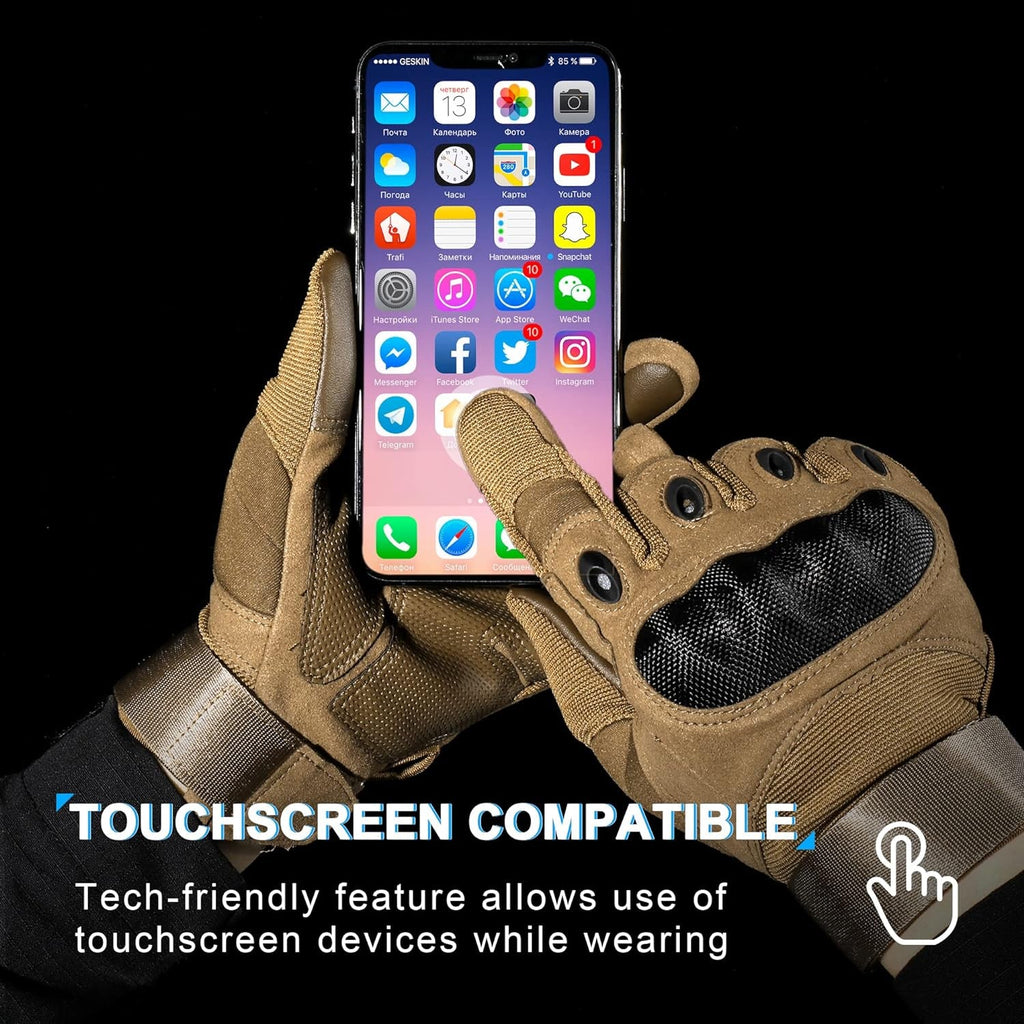 Men's Tactical Gloves with Touchscreen Capability for Airsoft, Paintball, and Motorcycle Use