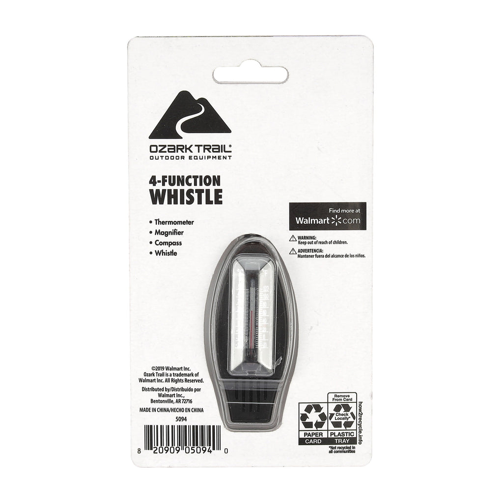 Black 4-Function Plastic Whistle
